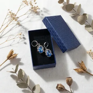 Pendientes Vintage Plata y Cristal Azul