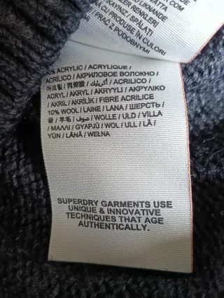 Superdry Maglione Cappuccio Tg L/XL Grigio