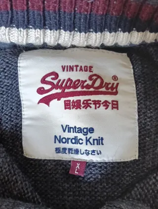 Superdry Maglione Cappuccio Tg L/XL Grigio