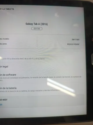 Samsung Galaxy Tab A 2016 Negra