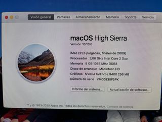 Imac Apple finales del 2009 Plata