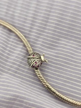 Charm Mariquita Plata Ley y Circonitas Rosa