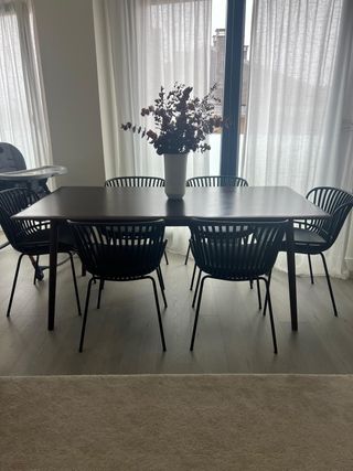 Mesa Comedor Rectangular Madera Oscura