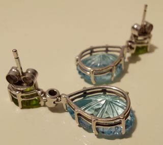 Pendientes Oro 18k Diamantes, Peridoto y Topacio