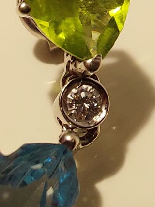 Pendientes Oro 18k Diamantes, Peridoto y Topacio