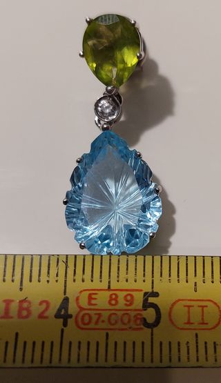 Pendientes Oro 18k Diamantes, Peridoto y Topacio