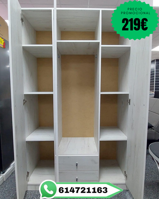 Armario 3 puertas y 2 cajones