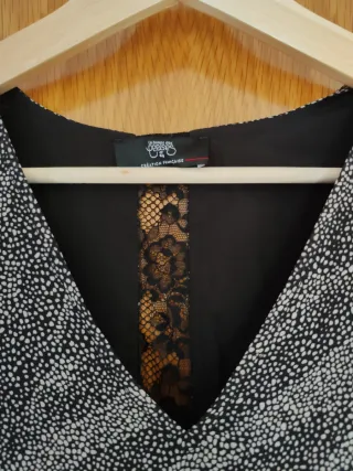 Vestido encaje negro y blanco