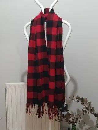 Bufanda cuadros Green Coast roja y negra