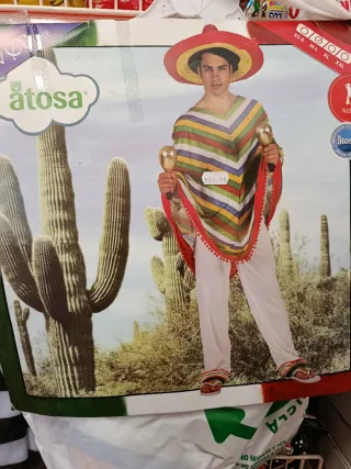 Disfraz Mexicano Poncho Sombrero .   Talla M/L