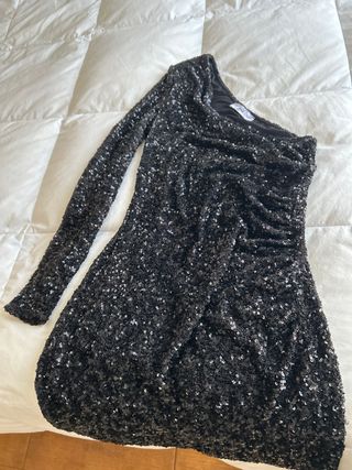 Vestido corto lentejuelas negro