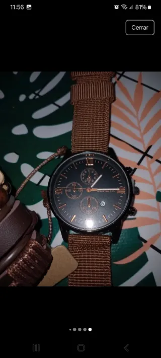 Reloj Geneva y Set de Pulseras Marrones