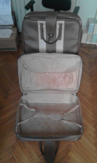 Set 2 valigie similpelle marrone e bianco