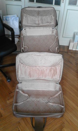 Set 2 valigie similpelle marrone e bianco