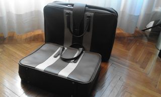 Set 2 valigie similpelle marrone e bianco