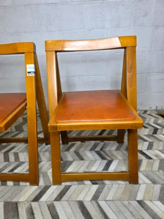 Pareja sillas vintage Gascon rojo anaranjado