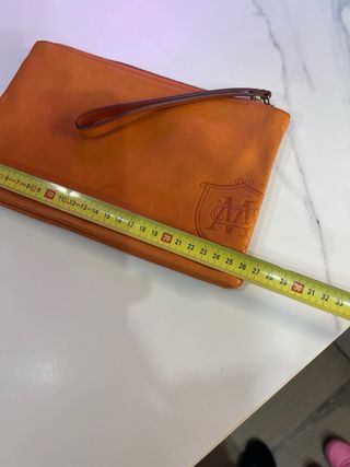 Bolso de mano piel (de vaca) naranja Massimo Dutti