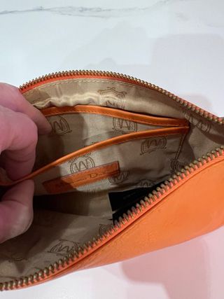 Bolso de mano piel (de vaca) naranja Massimo Dutti