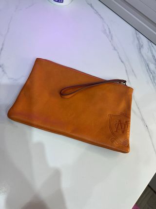 Bolso de mano piel (de vaca) naranja Massimo Dutti