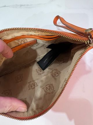 Bolso de mano piel (de vaca) naranja Massimo Dutti