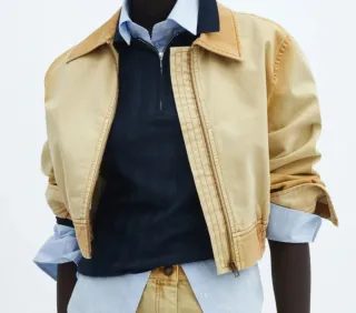 Mango Chaqueta corta cropedd efecto desgastado