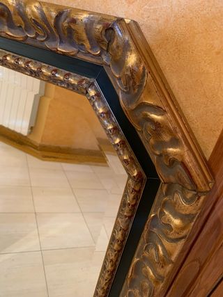 Espejo Antiguo Dorado Octogonal