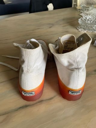 Superga bianche arancioni alte