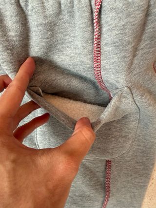 Sudadera Supreme Gris Talla S Costuras Rojas