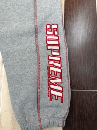 Sudadera Supreme Gris Talla S Costuras Rojas