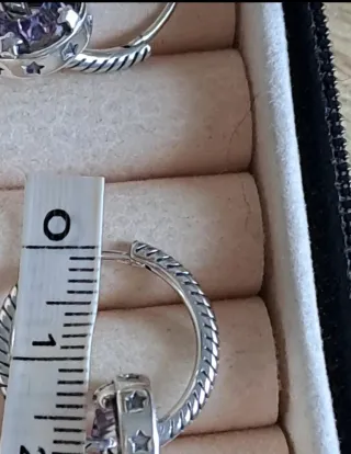 Pendientes Aro S925 Cristal Azul y Morado