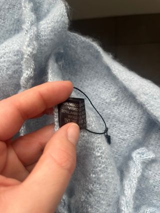 Bufanda azul larga con flecos