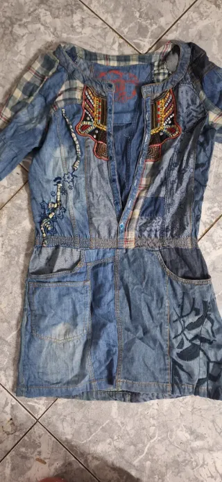 Vestido vaquero patchwork multicolor
