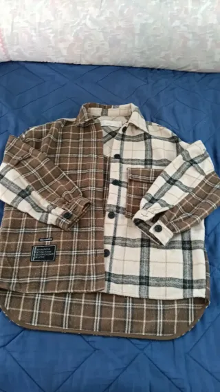 Camisa cuadros beige y marrón