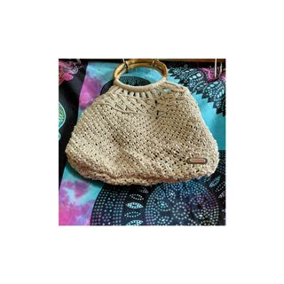 Bolso Macramé Beige con Asas Bambú