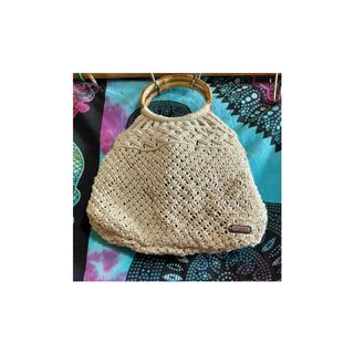 Bolso Macramé Beige con Asas Bambú