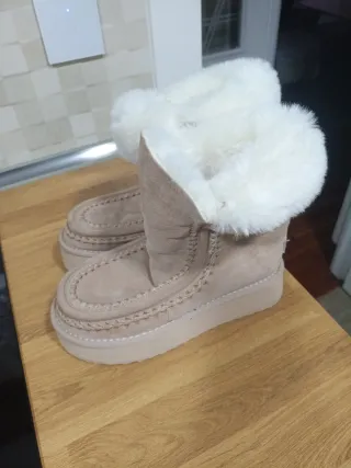 Botas Mou Beige con Forro de Pelo