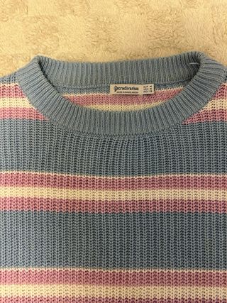 Jersey Stradivarius rayas azul/rosa Talla M