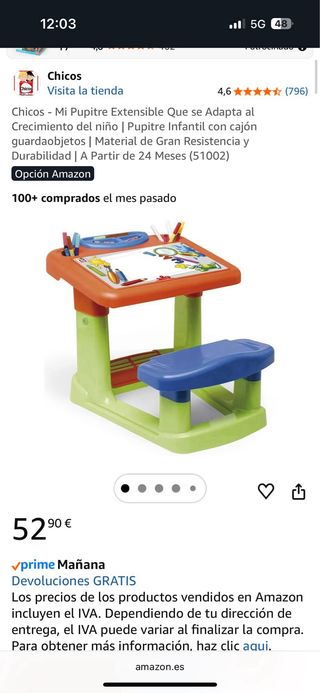 Mesa pupitre infantil