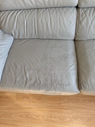 Sofá chaise longue de piel beige/gris