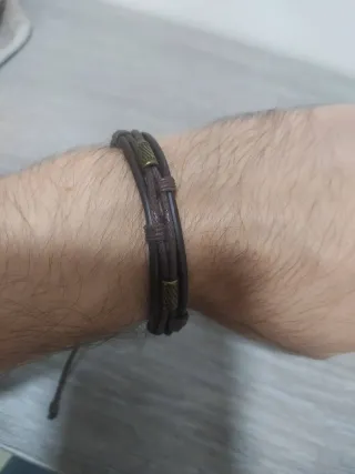 3 Pulseras Cuero Unisex Marrón