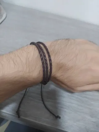 3 Pulseras Cuero Unisex Marrón