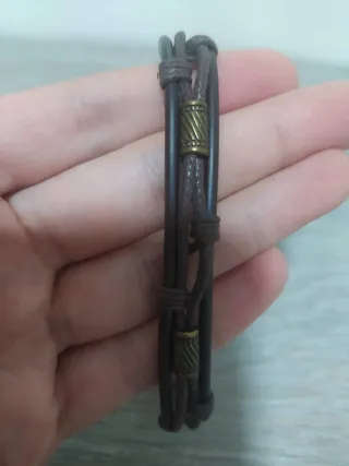 3 Pulseras Cuero Unisex Marrón