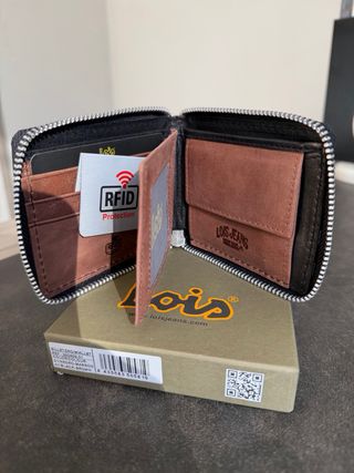 Portafoglio RFID Lois Uomo nero e marrone