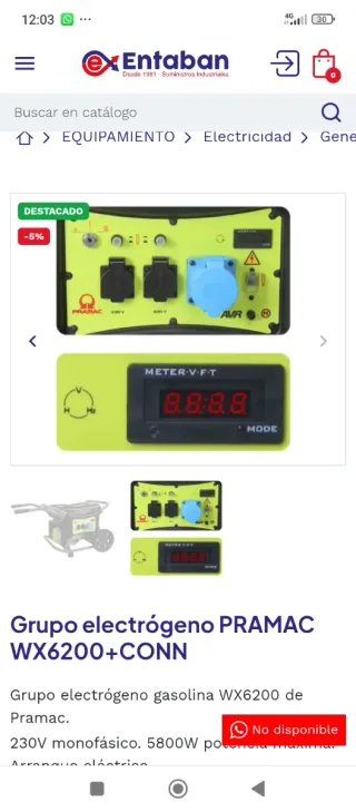Generador Pramac WX6200+CONN Gasolina