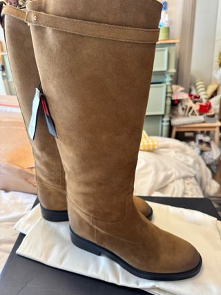 Botas altas piel serraje Massimo Dutti 39 viral