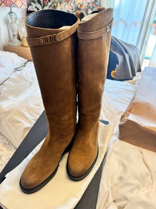 Botas altas piel serraje Massimo Dutti 39 viral