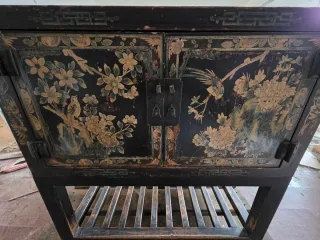 Mueble Oriental Madera Negro Dorado