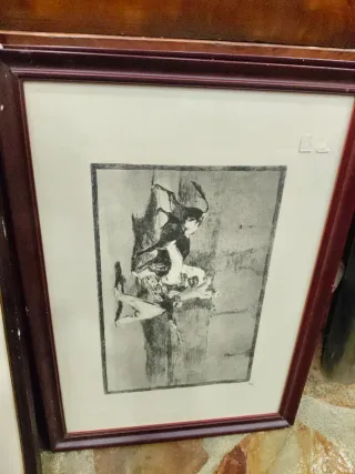 Lote de 3 cuadros antiguos de toros