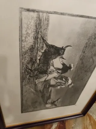 Lote de 3 cuadros antiguos de toros