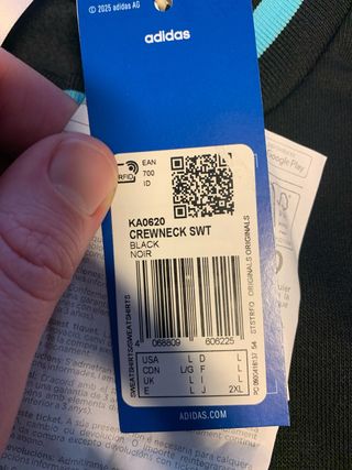 Sudadera Adidas Crewneck SWT Negra NUEVA